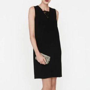 LK Bennett Black Karlee Lace Insert Shift Dress sz 14 TP1